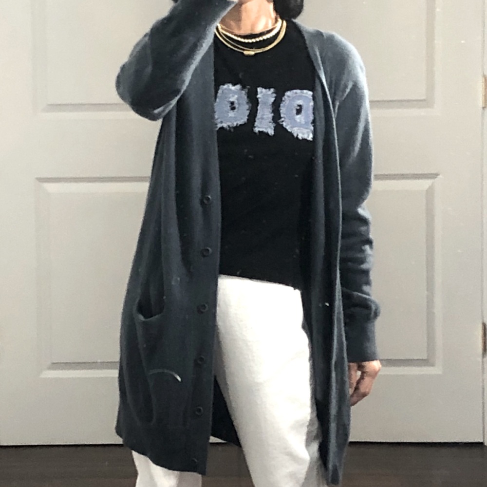 Garnet Hill 100% Cashmere Long Lounge Cardigan M